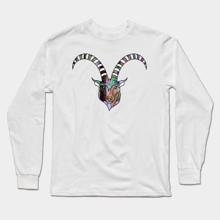 Glitch Art Neon Goat Glitchcore Long Sleeve T-Shirt